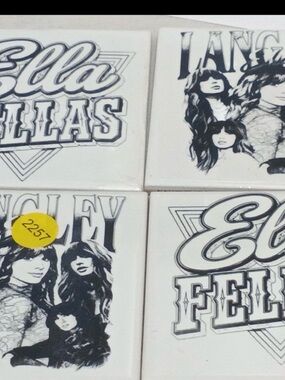 Ella & Langley Decorative Ceramic Coaster Set - White and Black laser engraved